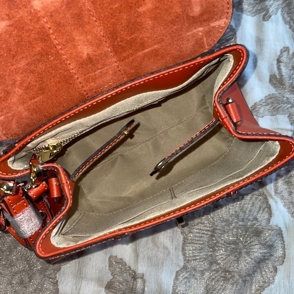 Brand New Viola Castellani Genuine Leather Papaya Orange Backpack Crossbody main image 3